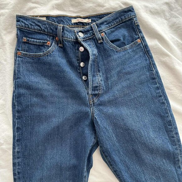 Levi’s Premium Indigo Blue Denim Ribcage Boot Jeans Button Fly High Rise – US 29 - Picture 1 of 8